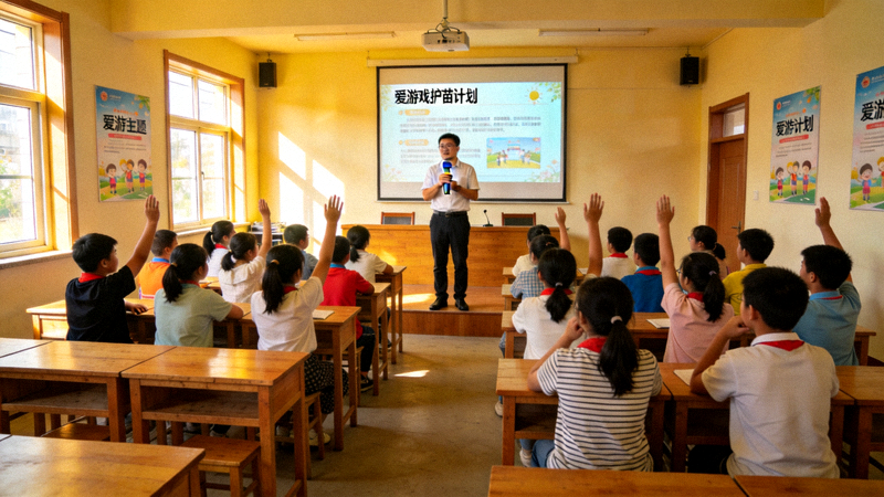 爱游戏护苗计划校园讲座现场 - 学生们正在参与互动