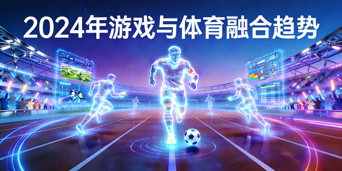2024年游戏与体育融合趋势主视觉图 - 数字运动员在虚拟体育场中竞技