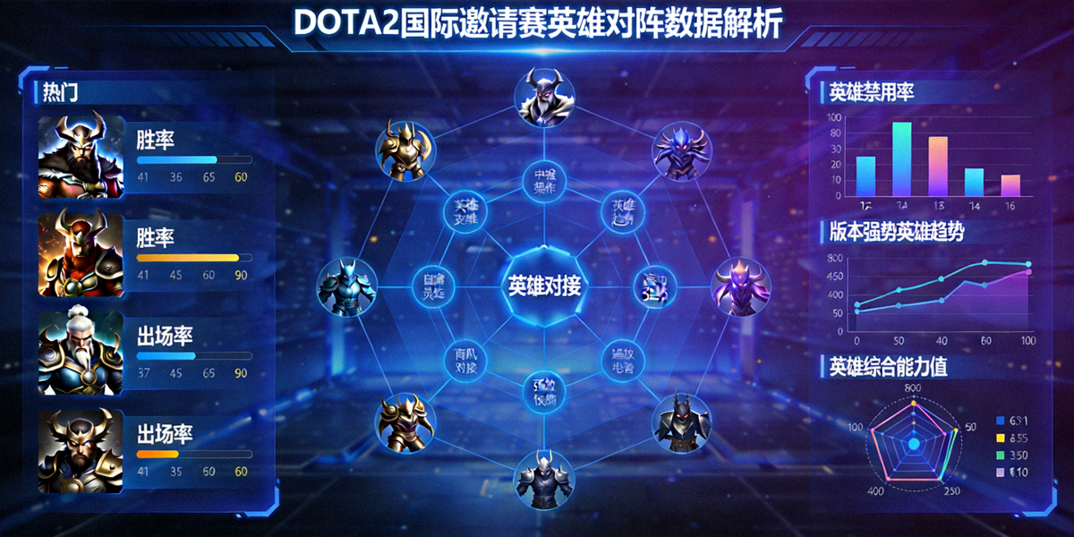 DOTA2国际邀请赛数据解析主视觉 - 英雄对阵与数据图表