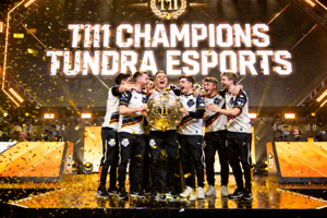 TI11冠军Tundra Esports庆祝画面